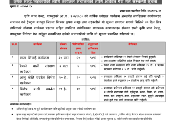 कृषि ज्ञान केन्द्र बागलुङ्गमा  प्रस्ताव पेश गर्ने सूचना